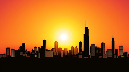 Obraz premium City skyline at sunset