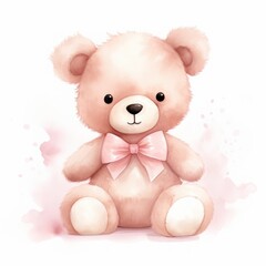teddy bear with pink ribbon