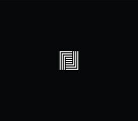 Rectangular Letter N, Z, or S Linear Monogram with Black Background.