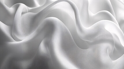 Fototapeta premium A close-up of soft, flowing white fabric, showcasing delicate textures and gentle waves, creating an elegant and serene visual effect.