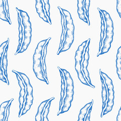 Gyoza Seamless Vector Pattern. Japanese Cuisine Hand Drawn Illustration. Retro Dumpling Asian Food Isolated Background.