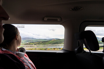 Driving through lush landscape in Morocco