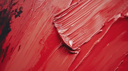 bold brush strokes in various red shades on a canvas.
