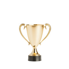 Gold trophy on a white isolated background, symbolizing achievement and success.