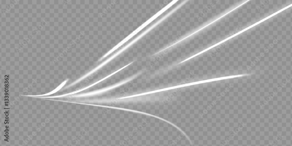 Poster White shiny sparks of spiral wave. Curved bright speed line swirls. Shiny wavy path. Magic golden swirl with highlights. Glowing swirl bokeh effect.