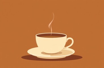 Fototapeta premium Line art coffee isolated on brown