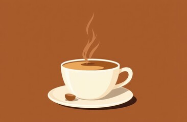 Line art coffee isolated on brown