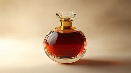 Retro-style perfume bottle with a round glass body and elegant gold detailing