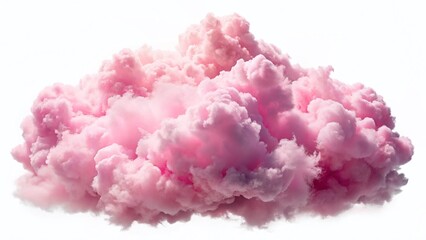Fototapeta premium Fluffy Pink Clouds, Dreamy Sky, Isolated Background, Soft Pastel Colors, Celestial Elements
