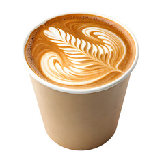 Latte Art: Coffee Cup Image on transparent background