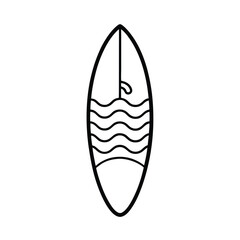 Surfboard Outline Design, Ocean Waves, Summer, Beach, Surfing Icon