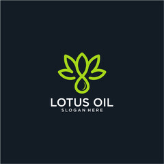 Modern Green Lotus Oil Logo Design