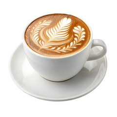 Latte Art: Coffee Cup Design on transparent background