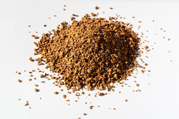 Pile of Instant Coffee Isolated on White Background.