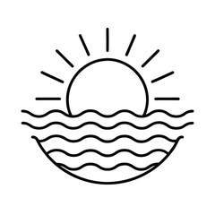 Sunrise Ocean Waves Minimalist Line Art Summer Beach Design