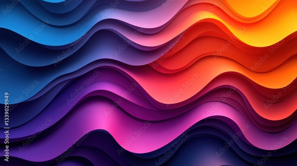 Aufkleber abstract colorful wavy background with vibrant gradients and layered design.