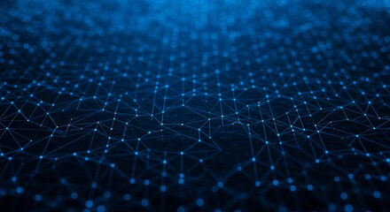 A blue background with a lot of lines and dots