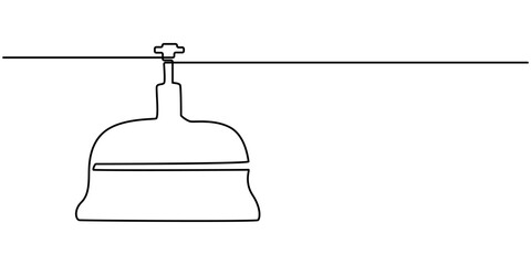 Vector continuous one single line drawing of bell in silhouette on a white background. Linear stylized, Service bell one line drawing, Service Bell, Table Bell, Service Bell Vector Line Icon, Simple.