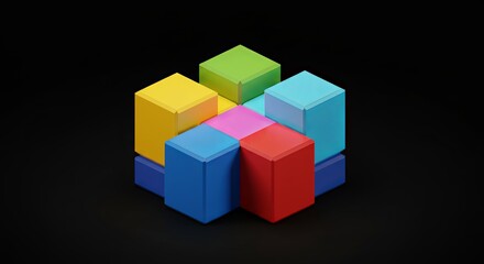 Obraz premium A colorful cube puzzle with a black background