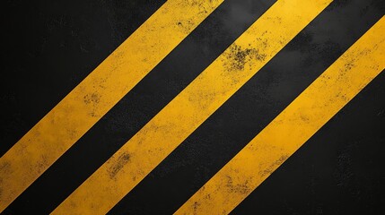 A close-up of a textured surface featuring bold yellow diagonal stripes against a dark background, suggesting caution or warning.