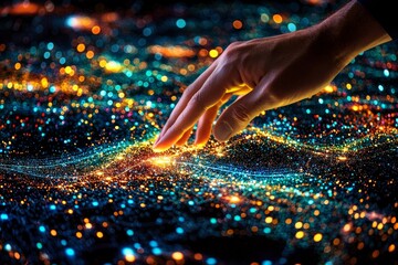 Digital business concept with a businessman's hand using technology