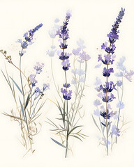 Naklejka premium Creative 2D Doodle Floral Illustrations on White Background