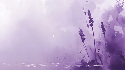 Lavender Dreams: A watercolor-style image that features lavender sprigs on the foreground, invoking serenity and relaxation. The background is a wash of soft, dreamy hues