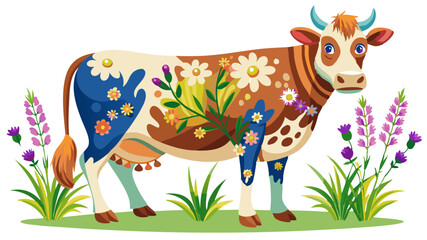 Fototapeta premium cow with flowers
