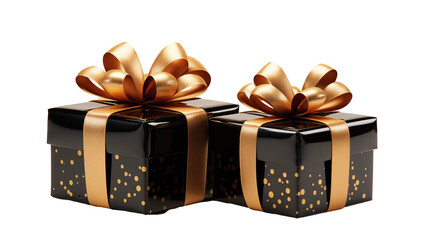 Black Gift Boxes Luxury Holiday Packaging, Gold Ribbon Design for Birthdays and Celebrations.