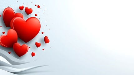 Red hearts on blue-white backdrop design for love themes