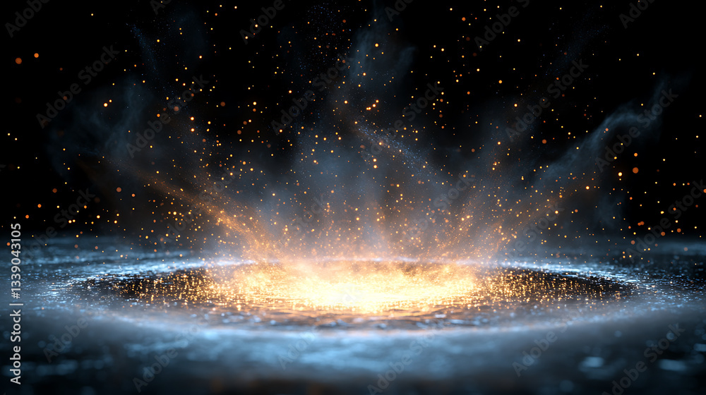 Aufkleber A dynamic explosion of light and particles, creating a mesmerizing display of energy and movement against a dark backdrop