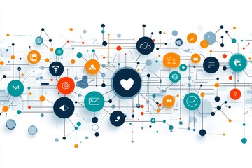 Obraz premium Influencer marketing background with social media elements