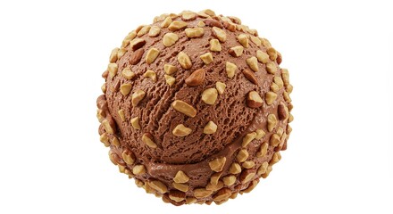 A chocolate ice cream with nuts on top