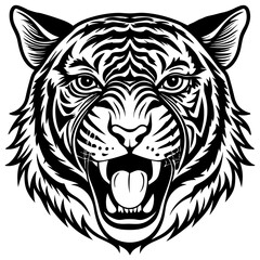 Roaring Tiger Vector Design: Powerful Big Cat Illustration & Graphics