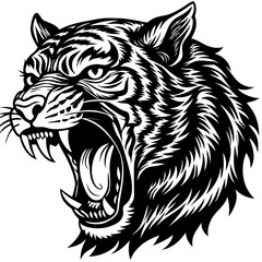 Roaring Tiger Vector Design: Powerful Big Cat Illustration & Graphics