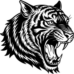 Roaring Tiger Vector Design: Powerful Big Cat Illustration & Graphics