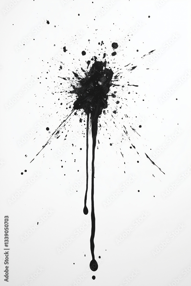 Poster ink explosion: a striking visual of black ink splattering, creating a dynamic and abstract design wi