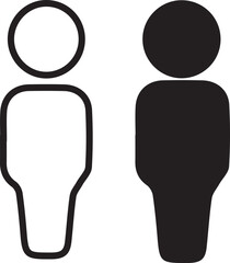 People icon set. People icons. Vector illustration. Minimalist human figures, black and white silhouettes, geometric shapes, simple outlines,