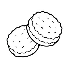 Two Delicious Sandwich Cookies, Simple Line Drawing, Bakery Treat