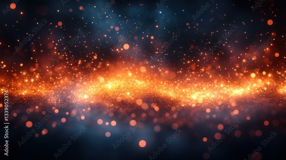 Poster Abstract fiery and smoky background with glowing particles.