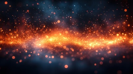 Obraz premium Abstract fiery and smoky background with glowing particles.