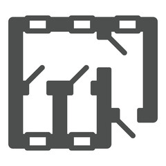 Room layout building plan solid icon, construction concept. Vector graphics. Home house plan sign on white background, glyph style icon for mobile or web design.