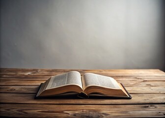 Elegant Minimalist Study: Open Holy Bible on Wooden Desk, Education Concept