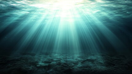 Fototapeta premium Vibrant underwater light rays ocean depths glowing gradient scene serene environment upward view bright visual concept