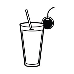 Refreshing Cherry Smoothie Drink in Glass with Straw