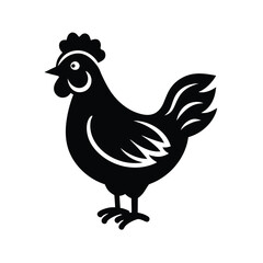 Stylized Black Chicken Silhouette Farm Animal, Poultry, Icon Design