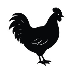 Silhouette Rooster Farm Animal Poultry Bird Black White Crest