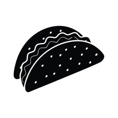 Simple Black and White Taco Icon Graphic Design