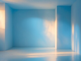 Serene Blue Space with Soft Natural Light.