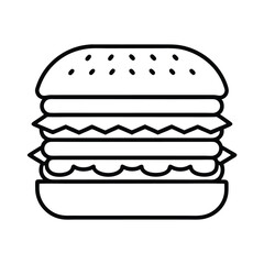 Delicious Double Cheeseburger Line Art Fast Food Icon Graphic